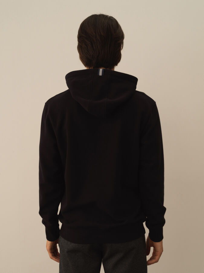 Siyah Pamuk Dokulu Regular Fit Sweatshirt - Xint