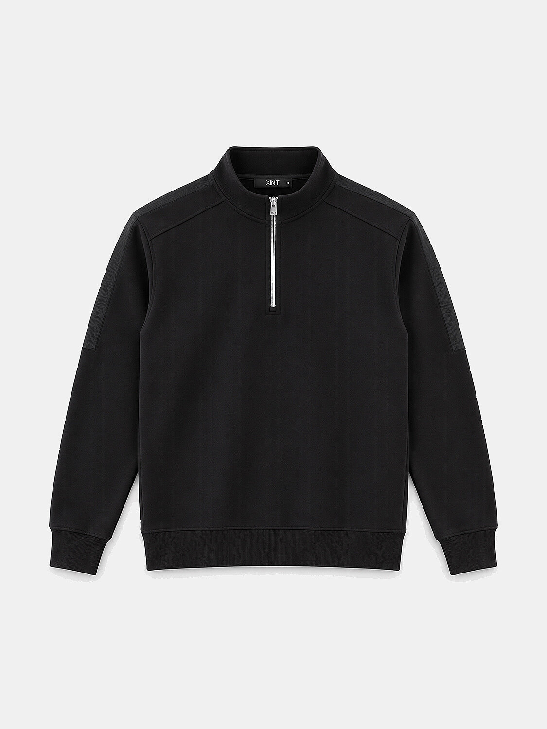 Siyah Regular Fit Dik Yaka Pamuklu Sweatshirt