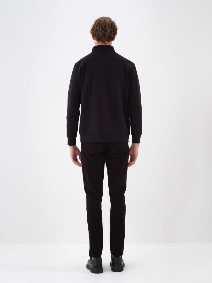 Siyah Pamuk Dokulu Regular Fit Sweatshirt - Xint