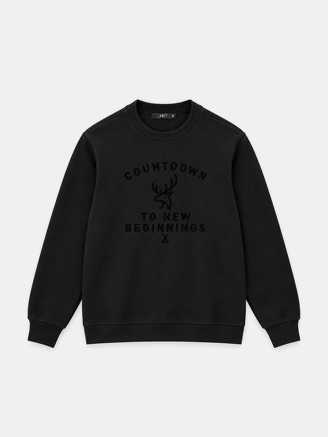 Siyah Regular Fit Bisiklet Yaka Pamuklu Sweatshirt - 1