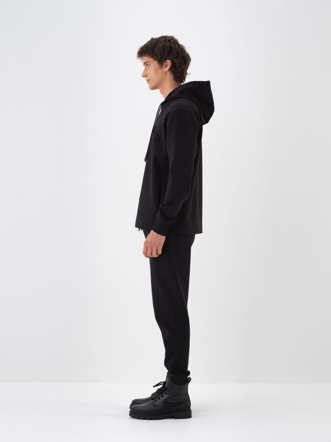 Siyah Pamuk Dokulu Regular Fit Sweatshirt - Xint