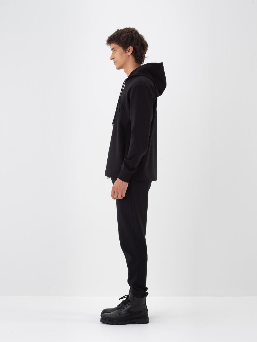 Siyah Pamuk Dokulu Regular Fit Sweatshirt - 3