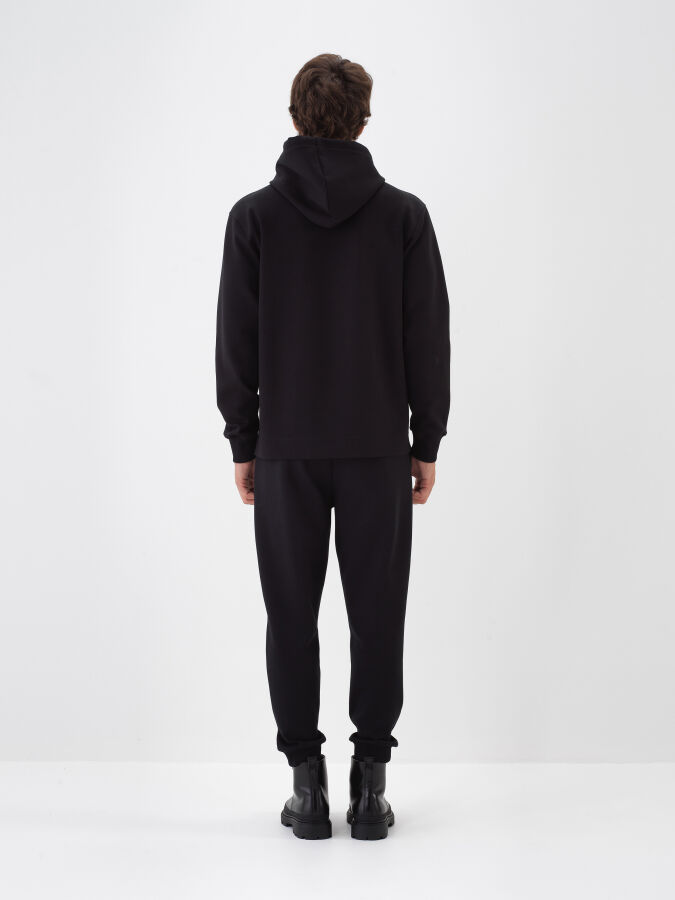 Siyah Pamuk Dokulu Regular Fit Sweatshirt - Xint