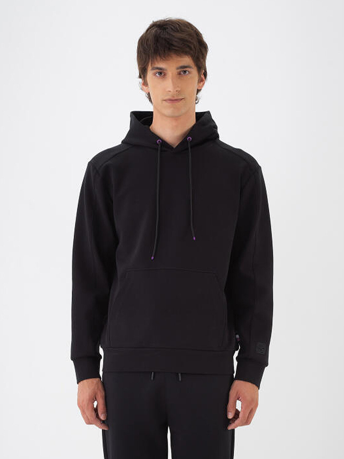 Siyah Pamuk Dokulu Regular Fit Sweatshirt - 2