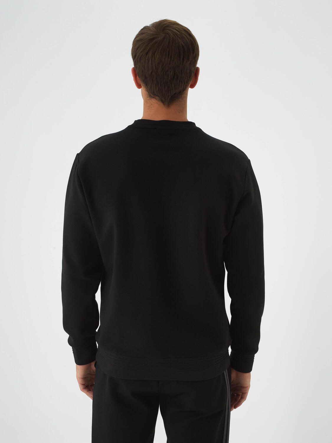 Siyah Pamuk Dokulu Regular Fit Sweatshirt - 4
