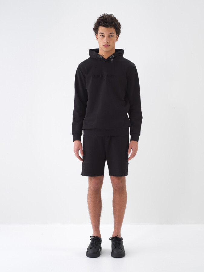 Siyah Pamuk Dokulu Regular Fit Sweatshirt (1)