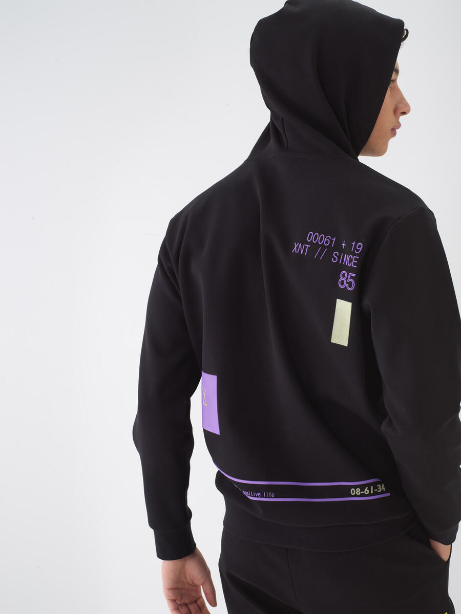 Siyah Pamuk Dokulu Regular Fit Sweatshirt - 5