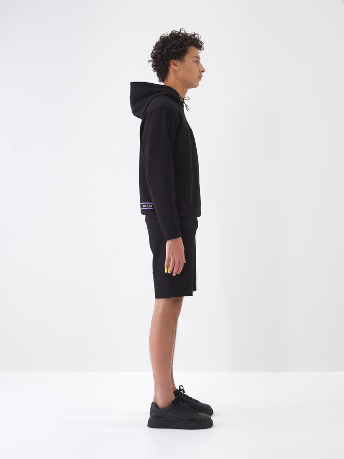 Siyah Pamuk Dokulu Regular Fit Sweatshirt - 3