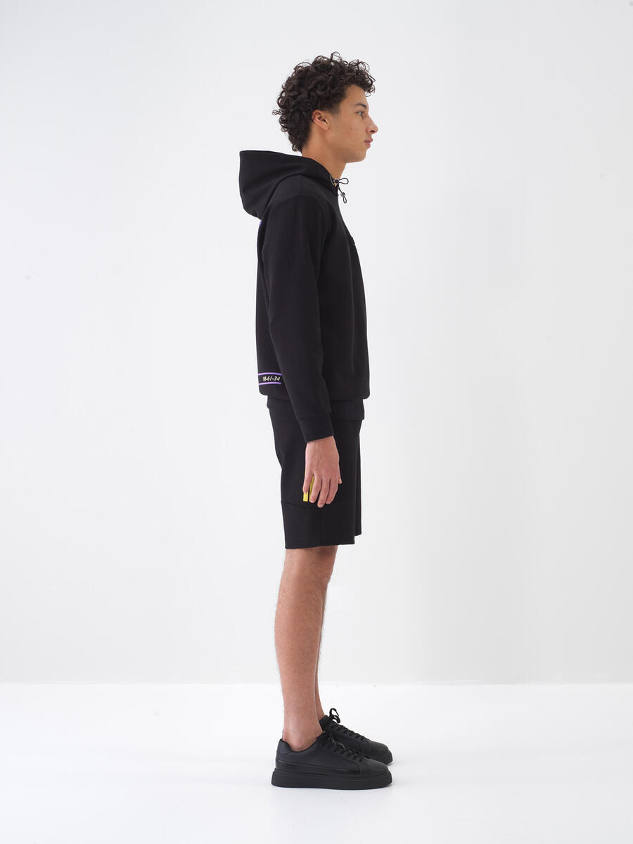 Siyah Pamuk Dokulu Regular Fit Sweatshirt - 3