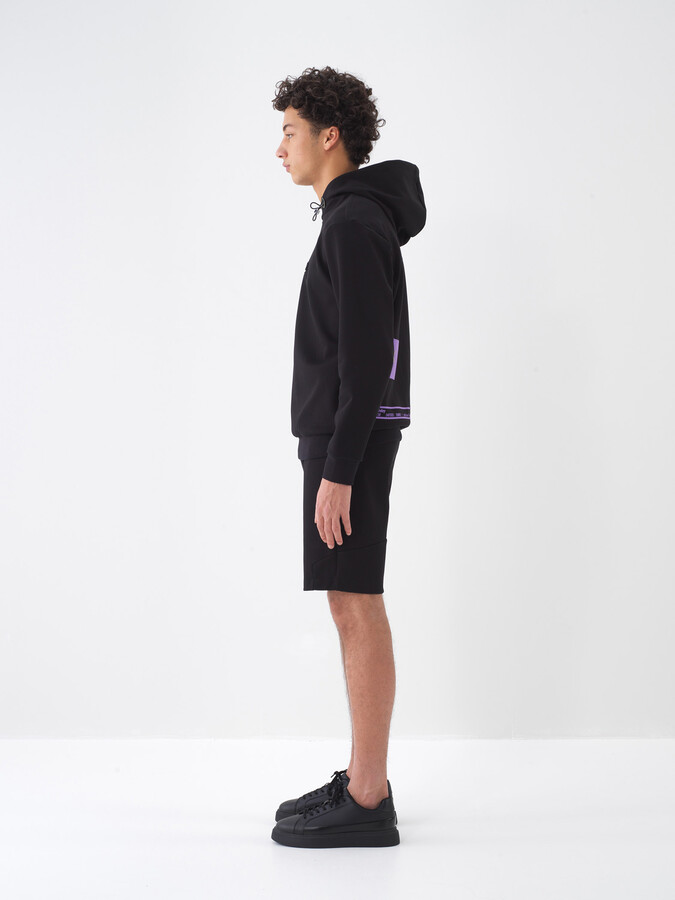Siyah Pamuk Dokulu Regular Fit Sweatshirt - 4