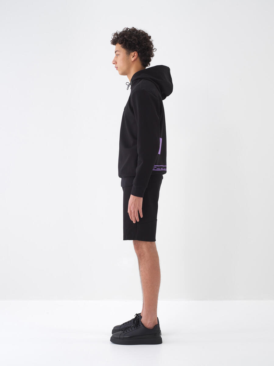 Siyah Pamuk Dokulu Regular Fit Sweatshirt - 4