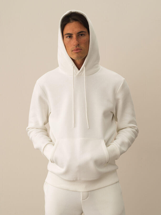 Xint Toptan Kırık Beyaz Pamuk Dokulu Regular Fit Sweatshirt