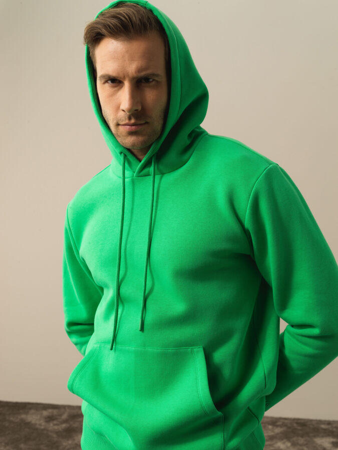 Xint Toptan Yeşil Pamuk Dokulu Regular Fit Sweatshirt
