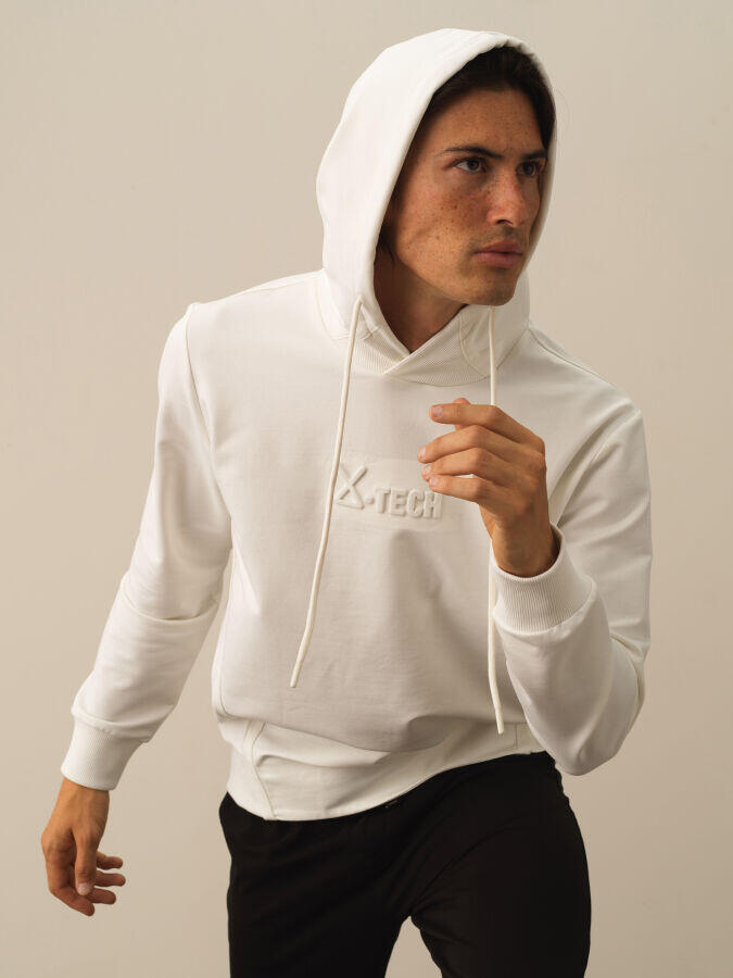 Xint Toptan Kırık Beyaz Pamuk Dokulu Regular Fit Sweatshirt