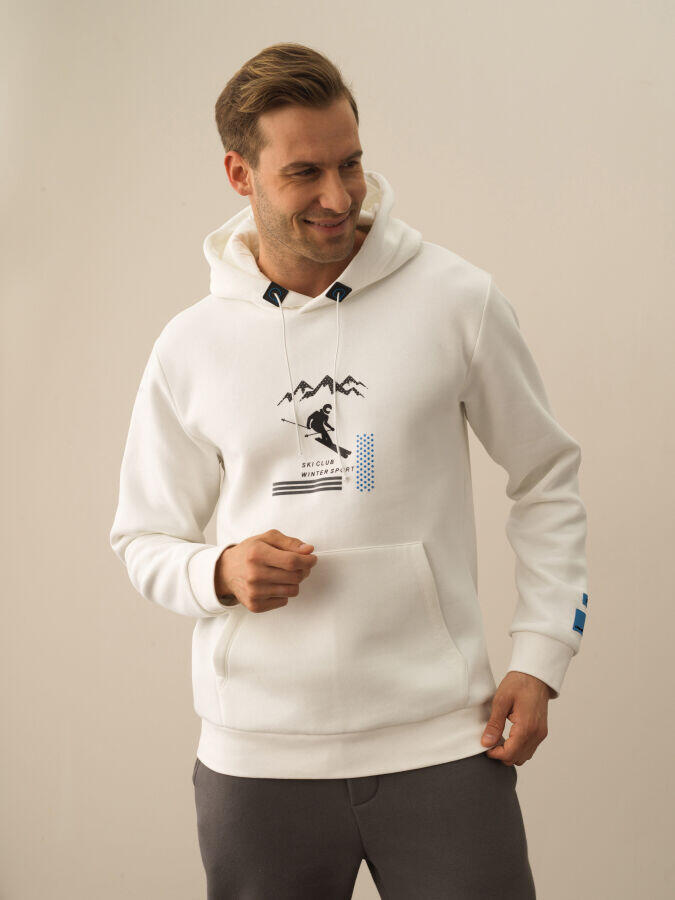 Xint Toptan Kırık Beyaz Pamuk Dokulu Regular Fit Sweatshirt