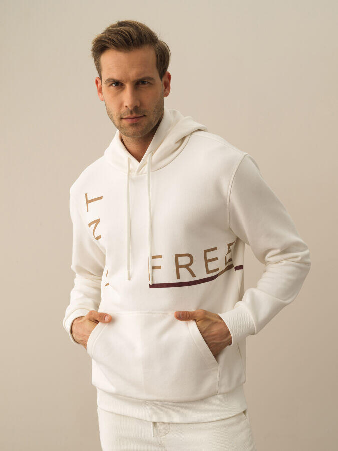 Xint Toptan Ekru Pamuk Dokulu Regular Fit Sweatshirt