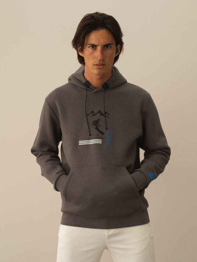Xint Toptan Koyu Gri Pamuk Dokulu Regular Fit Sweatshirt