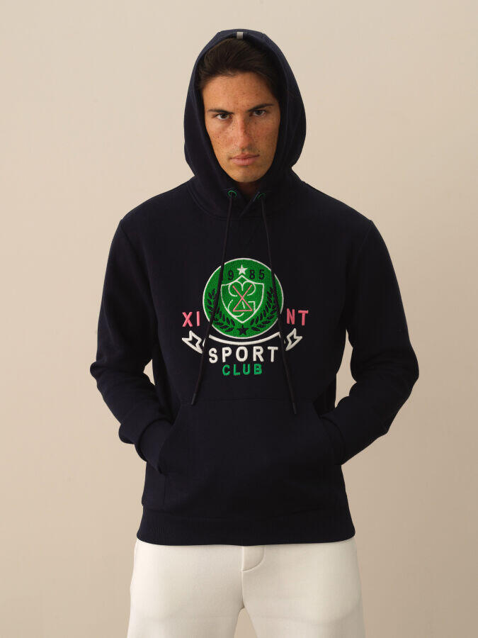 Xint Toptan Lacivert Pamuk Dokulu Regular Fit Sweatshirt