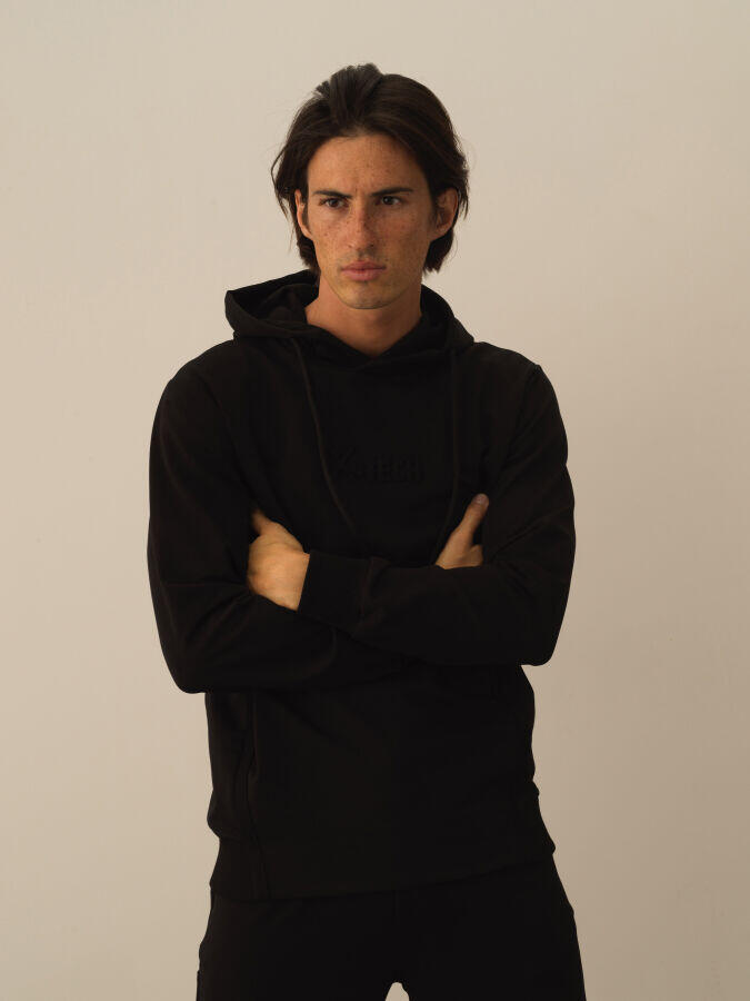 Xint Toptan Siyah Pamuk Dokulu Regular Fit Sweatshirt