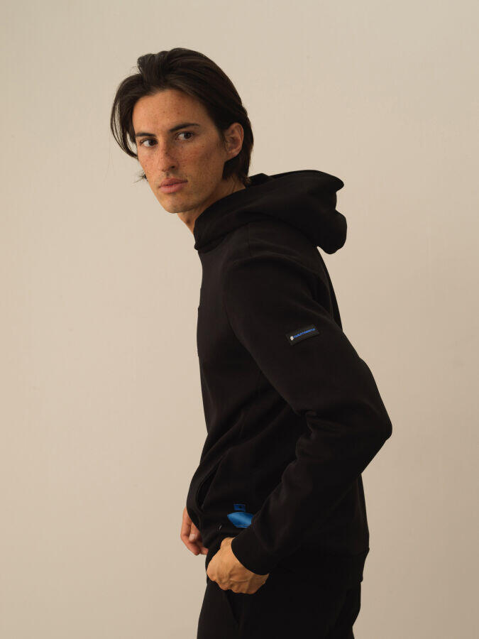 Xint Toptan Siyah Pamuk Dokulu Regular Fit Sweatshirt