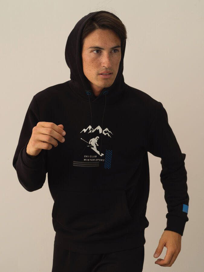 Xint Toptan Siyah Pamuk Dokulu Regular Fit Sweatshirt
