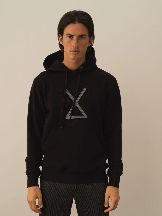 Xint Toptan Siyah Pamuk Dokulu Regular Fit Sweatshirt