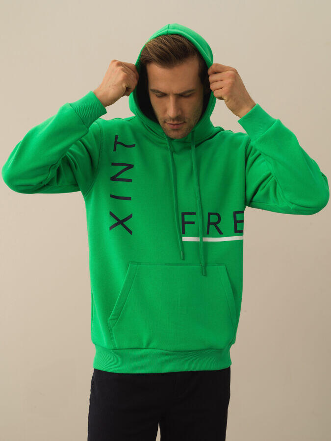 Xint Toptan Yeşil Pamuk Dokulu Regular Fit Sweatshirt