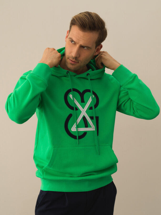 Xint Toptan Yeşil Pamuk Dokulu Regular Fit Sweatshirt