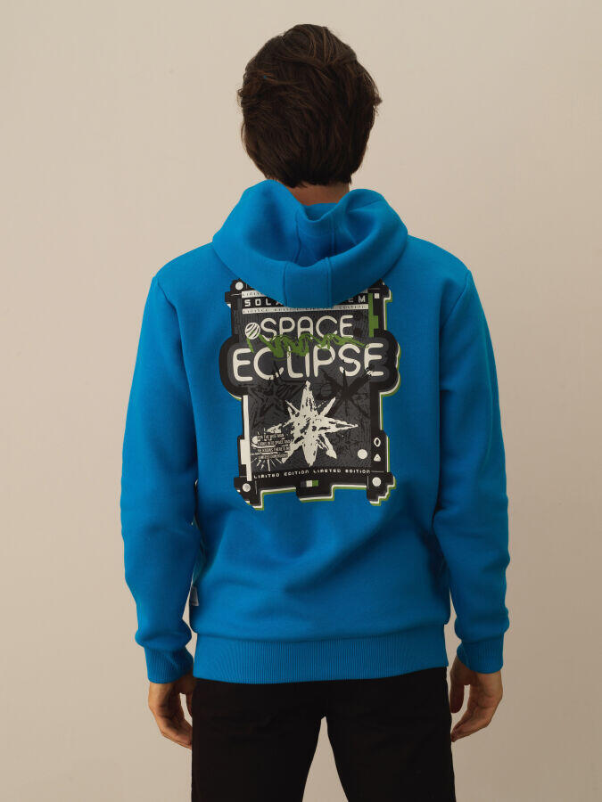 Xint Toptan Mavi Pamuk Dokulu Regular Fit Sweatshirt