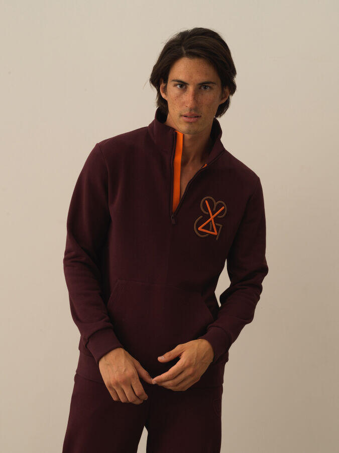Xint Toptan Bordo Pamuk Dokulu Regular Fit Sweatshirt