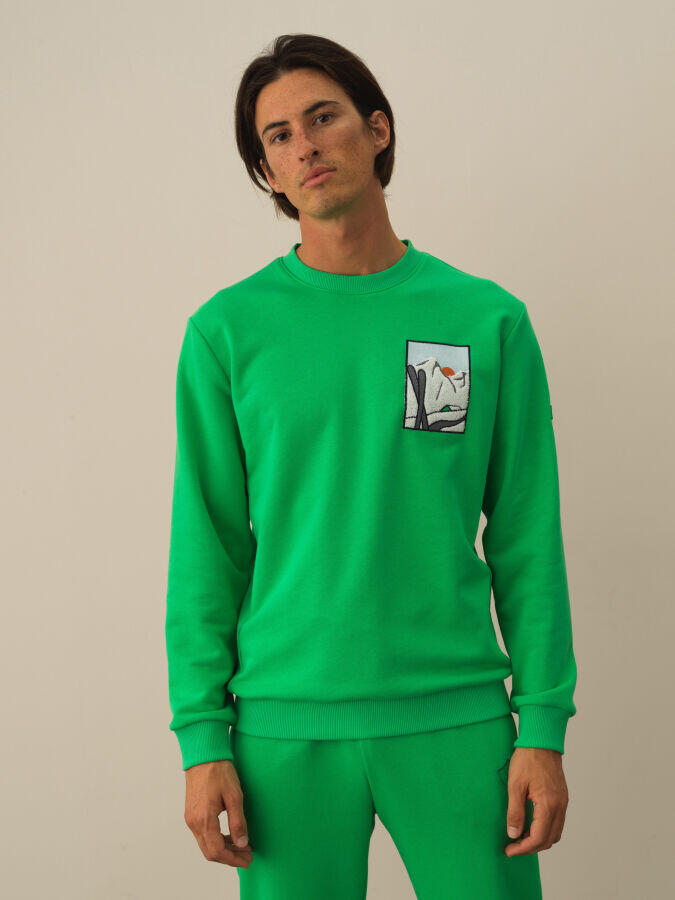Xint Toptan Yeşil Pamuk Dokulu Regular Fit Sweatshirt