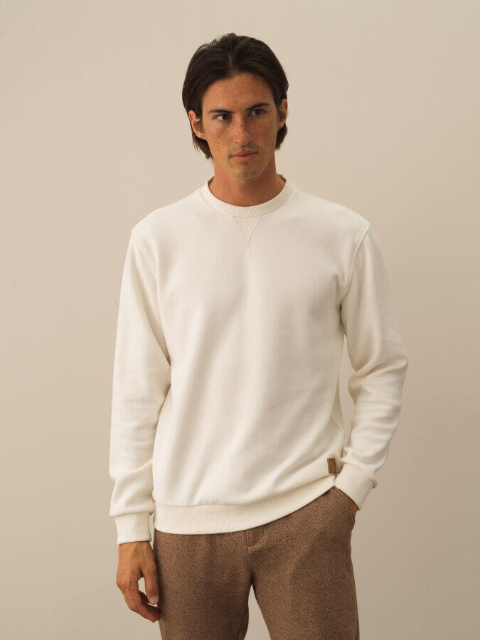 Xint Toptan Ekru Pamuk Dokulu Regular Fit Sweatshirt