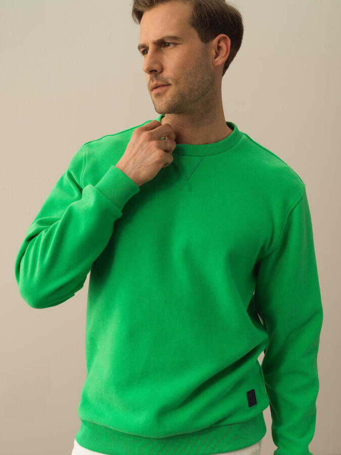 Xint Toptan Yeşil Pamuk Dokulu Regular Fit Sweatshirt