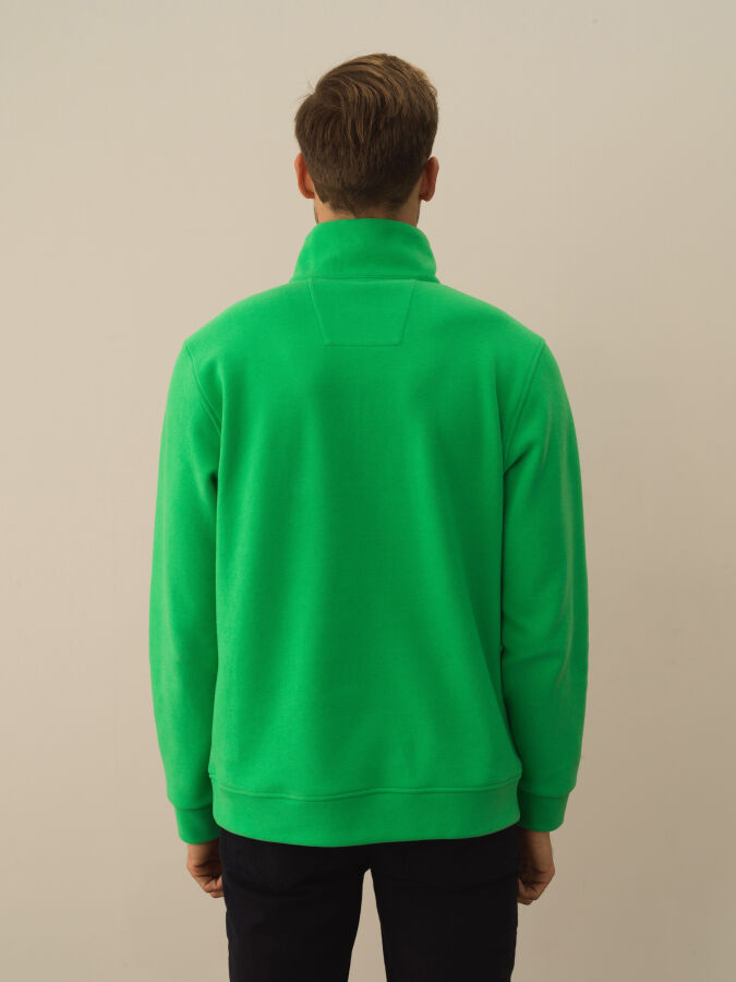 Yeşil Pamuk Dokulu Regular Fit Sweatshirt - Xint