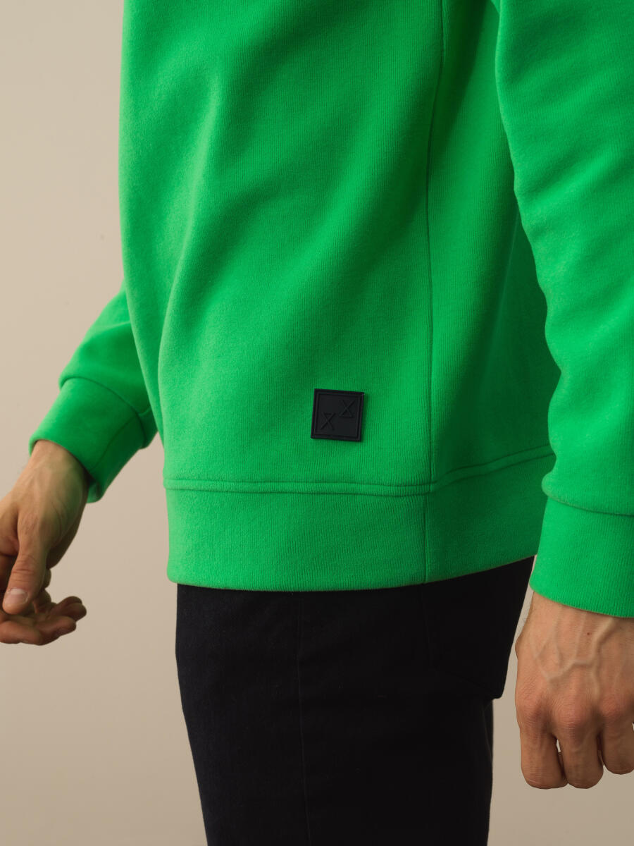 Yeşil Pamuk Dokulu Regular Fit Sweatshirt - 3