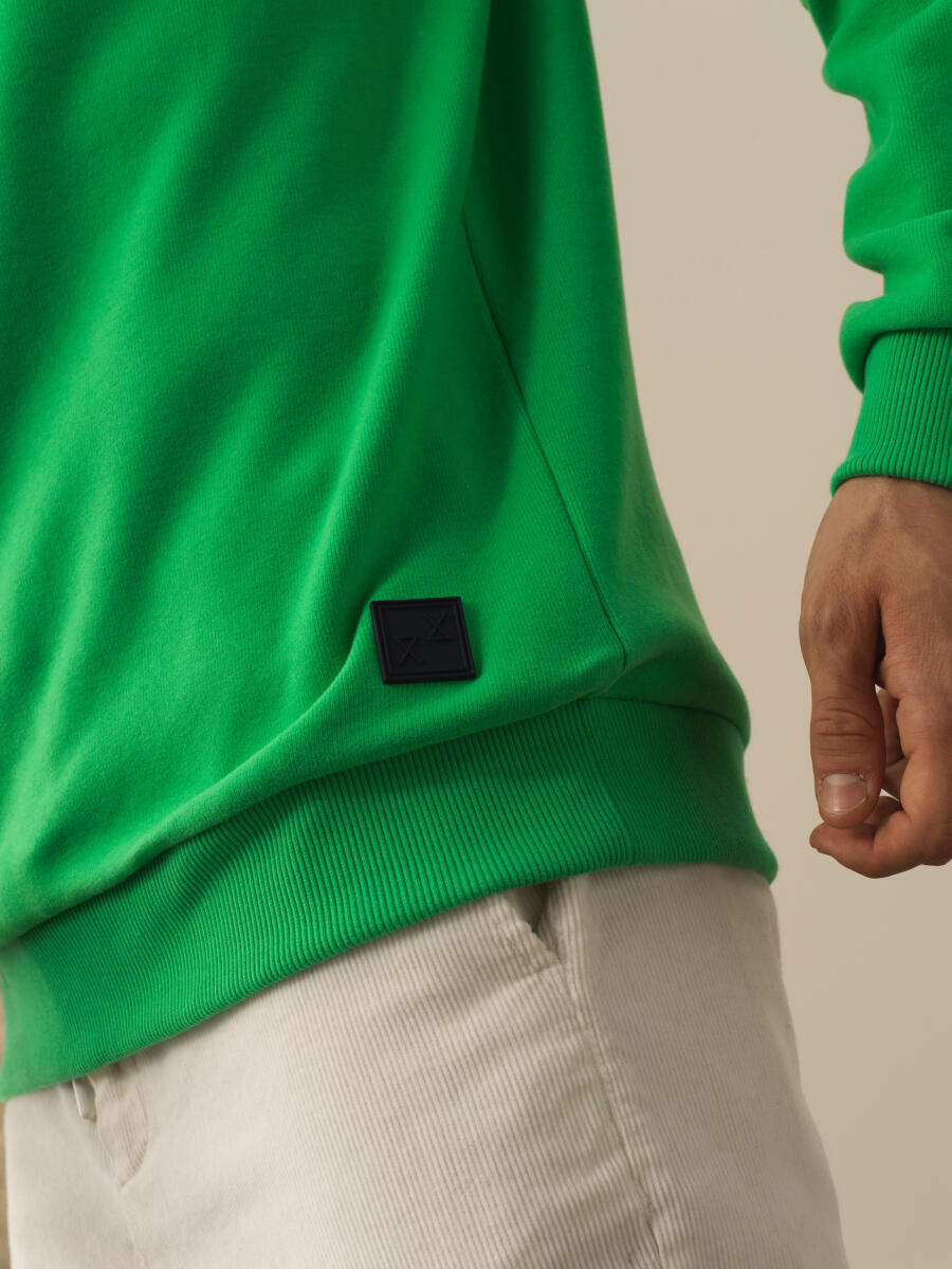 Yeşil Pamuk Dokulu Regular Fit Sweatshirt - 3