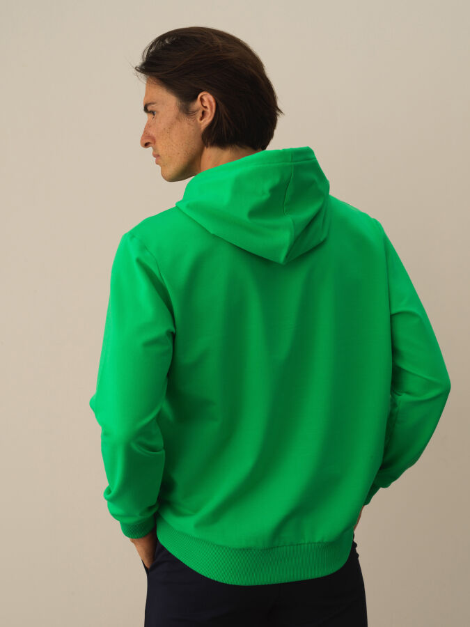 Yeşil Pamuk Dokulu Regular Fit Sweatshirt - Xint