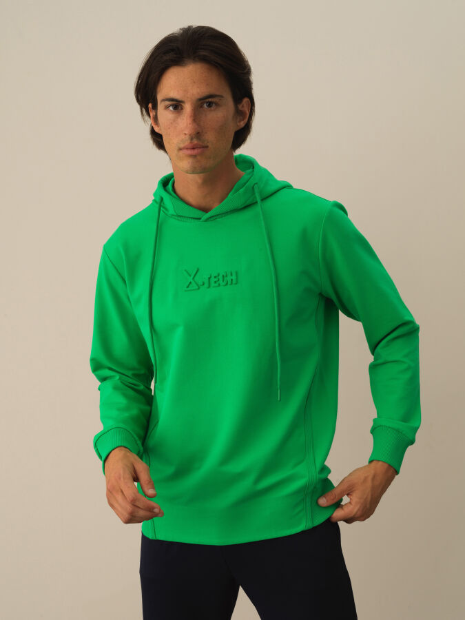 Yeşil Pamuk Dokulu Regular Fit Sweatshirt - Xint