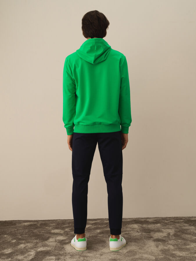 Yeşil Pamuk Dokulu Regular Fit Sweatshirt - Xint