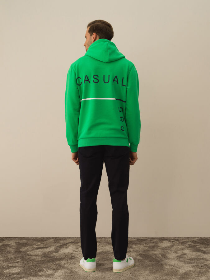 Yeşil Pamuk Dokulu Regular Fit Sweatshirt - Xint