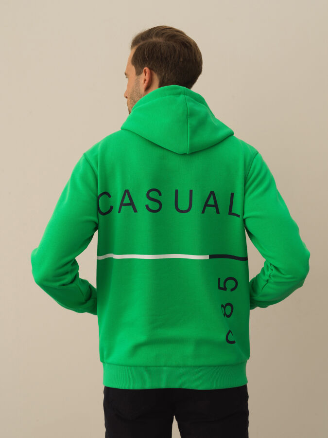 Yeşil Pamuk Dokulu Regular Fit Sweatshirt - Xint