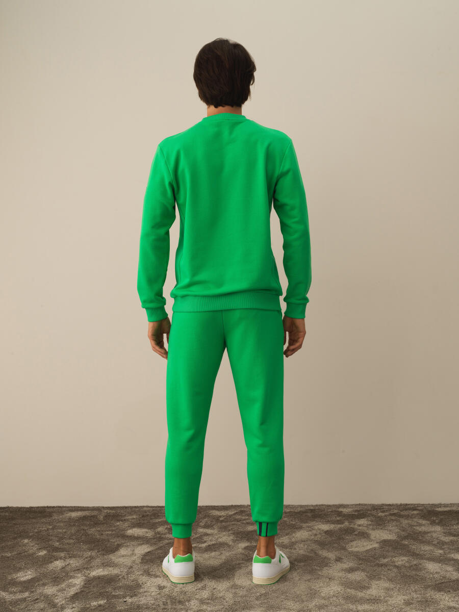 Yeşil Pamuk Dokulu Regular Fit Sweatshirt - 4