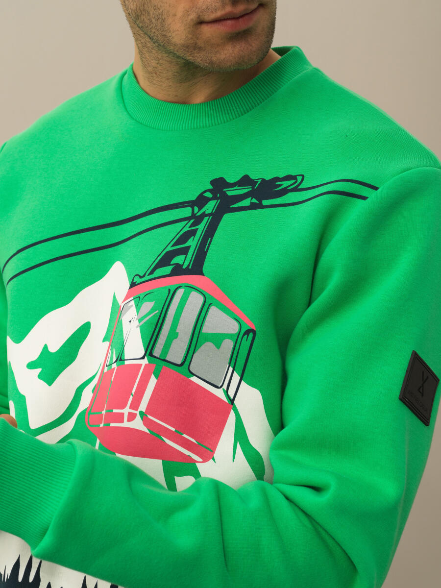 Yeşil Pamuk Dokulu Regular Fit Sweatshirt - 4