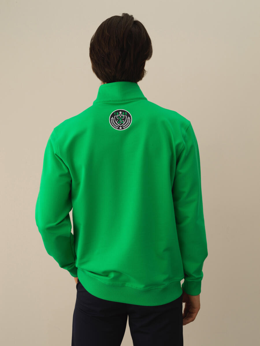 Yeşil Pamuk Dokulu Regular Fit Sweatshirt - 3