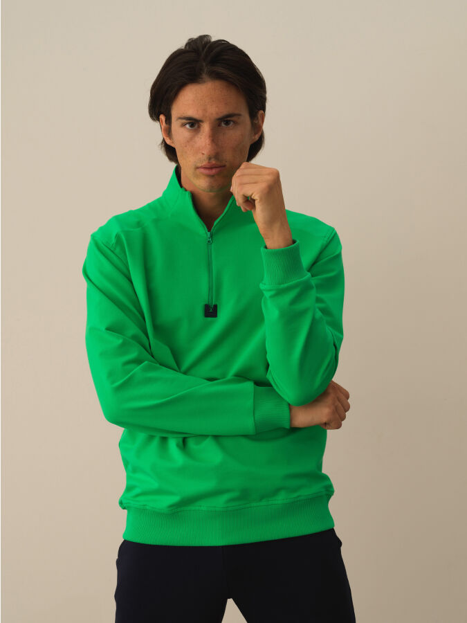 Yeşil Pamuk Dokulu Regular Fit Sweatshirt - Xint