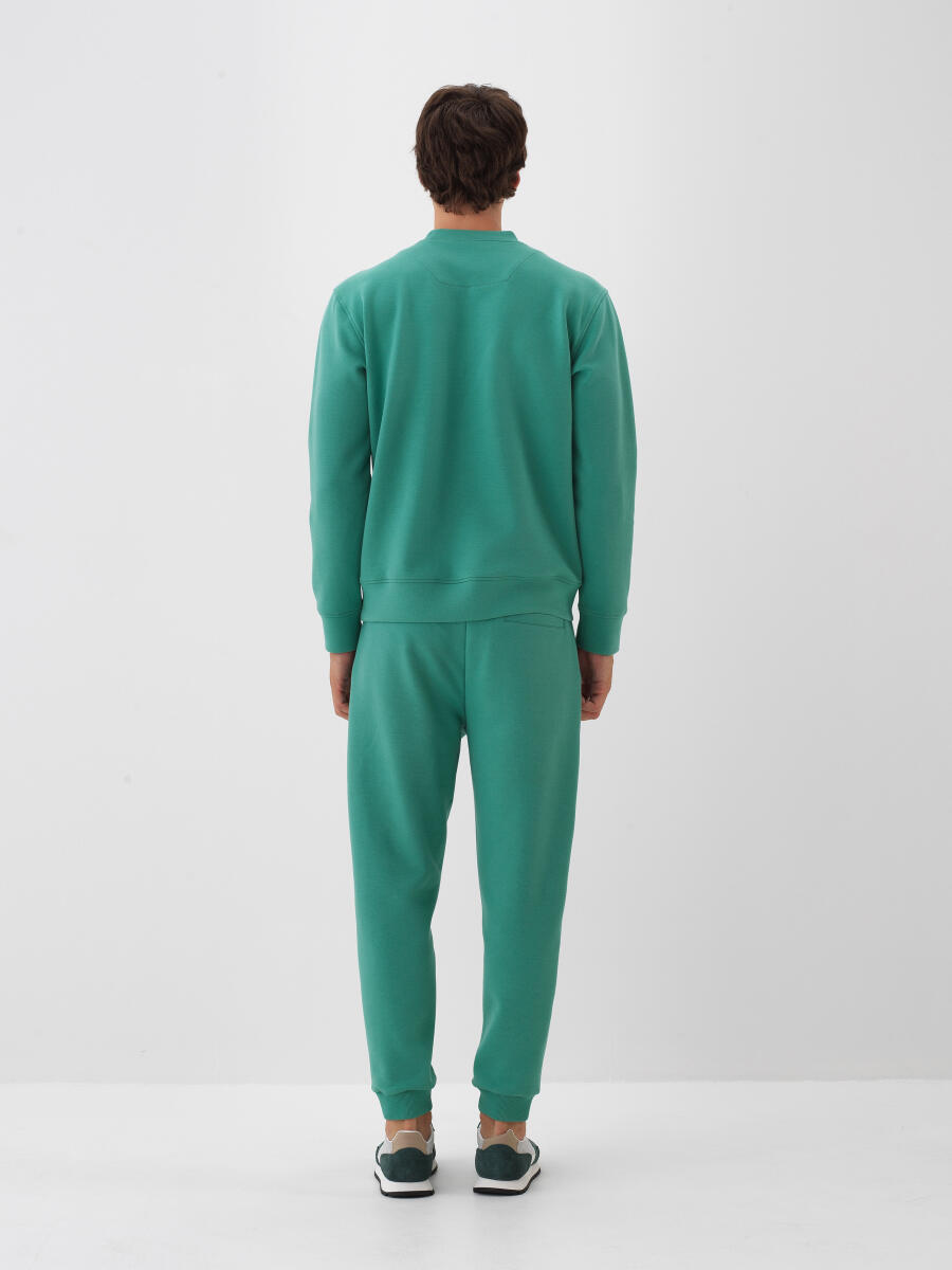 Yeşil Pamuk Dokulu Regular Fit Sweatshirt - 4