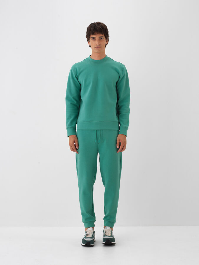 Yeşil Pamuk Dokulu Regular Fit Sweatshirt - Xint