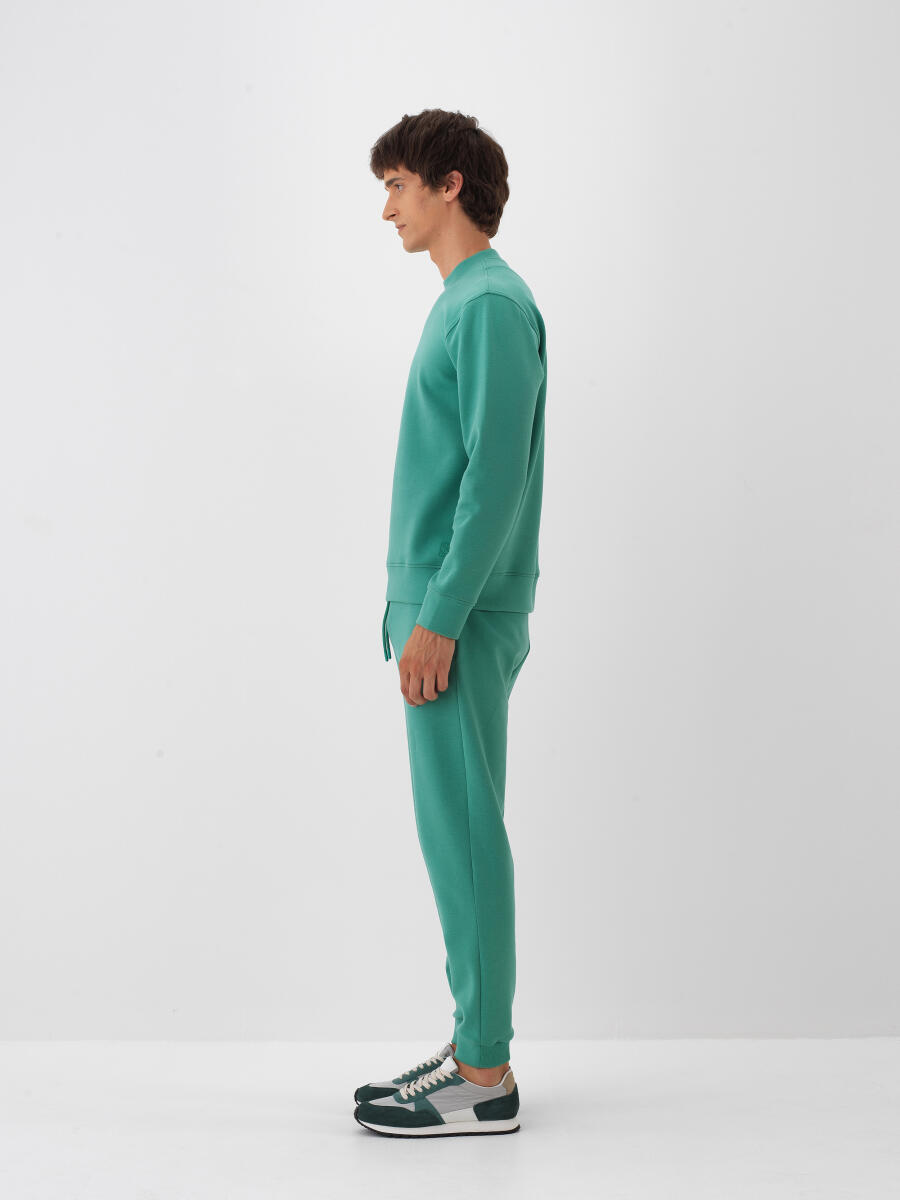 Yeşil Pamuk Dokulu Regular Fit Sweatshirt - 3