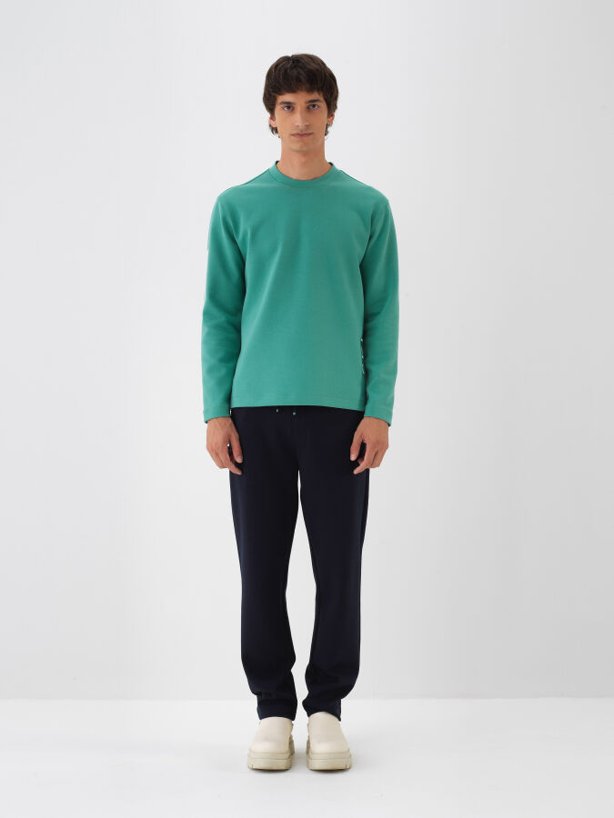 Yeşil Pamuk Dokulu Regular Fit Sweatshirt - Xint