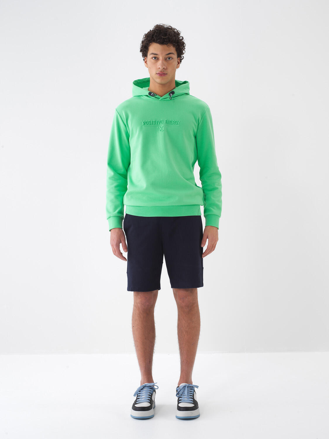 Yeşil Pamuk Dokulu Regular Fit Sweatshirt